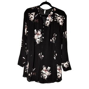 Gentle Fawn Women's Black Floral Long Sleeve Dress- Size Small